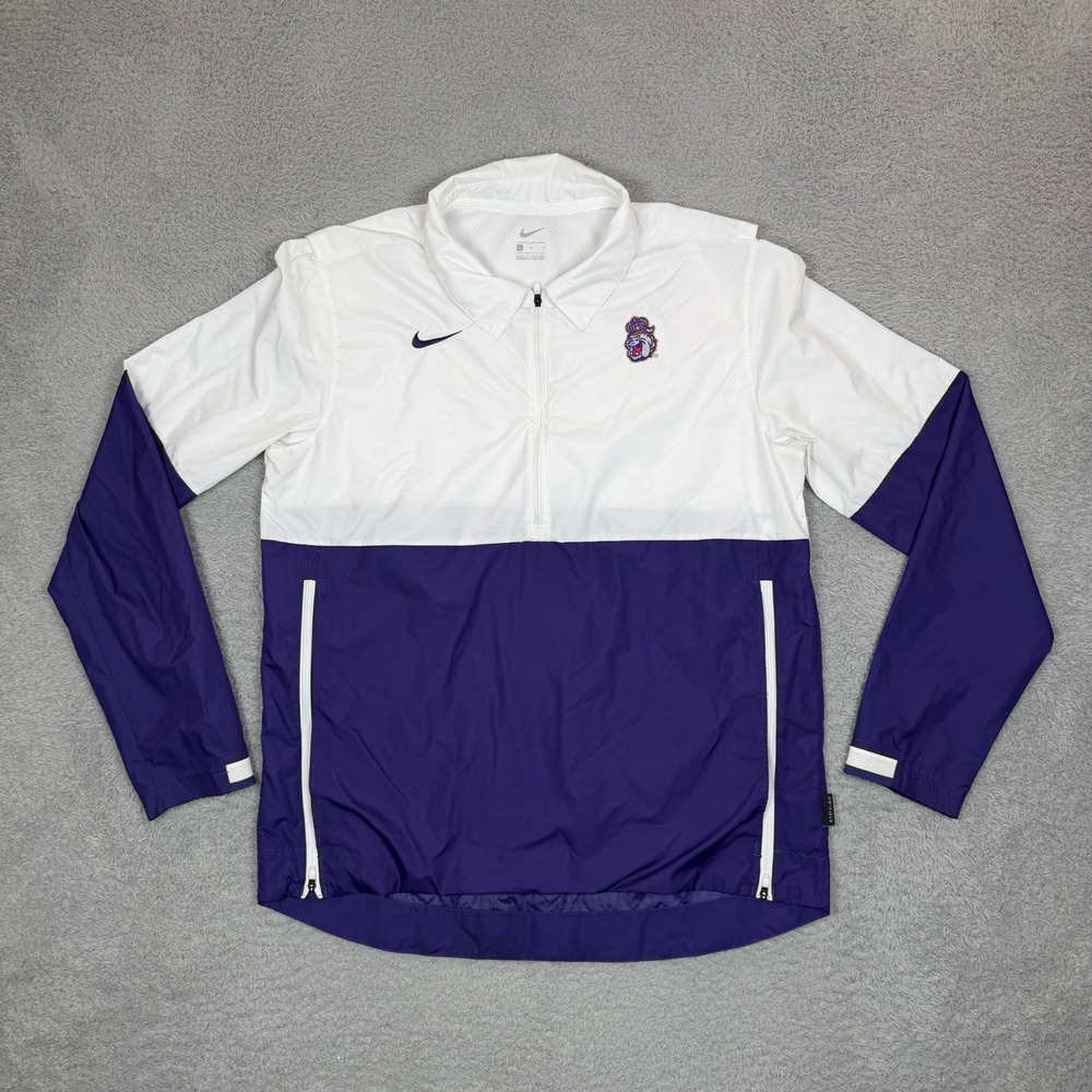 Nike Mens Purple White Colorblock Half Zip Windbreaker Jacket Size M Bulldog